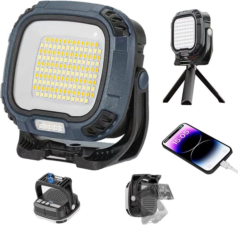 DXSAWA LED Work Light Rechargeable Magnetic Work Lights 2500LM Waterproof Folding Portable Flood Light 180°Foldable Work Light for Camping, Fishing,Car Repair,Hiking,Garage,Job Site Lighting (Black) - Image 1